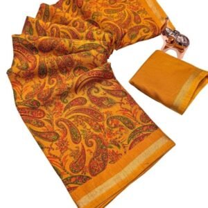 Kalamkari Dola Silk Saree Beautiful Design Zari Weaving Border Designer Pallu Attach Blouse Piece