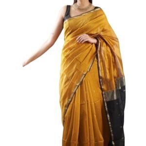 Women's Elegant Chanderi Silk Saree with Subtle Gold Zari Buttas and Minimalist Border Graceful Ethnic Wear