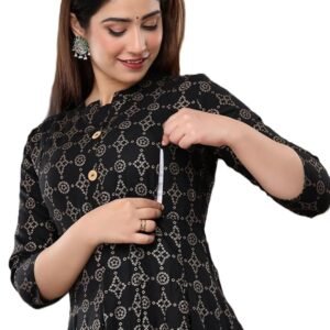 Women's Floral Printed Cotton Maternity Dress Kurti with Feeding Zipper, Maternity Gown for Women, Feeding Dress, Maternity Kurti