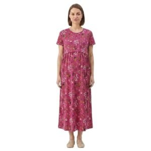 Zero Clothing Feeding Dress for New Moms Casual Loungewear Ankle Length | Cotton Maternity Nighty | Zipless Feeding Dresses for Women | Pregnancy & Nursing Wear