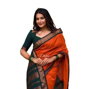DHIHA Gadwal Cotton Saree for Women | Pure Kalyani Cotton Saree with Zari Border Tassels & Blouse | Kanjivaram Linen Silk | Handloom Weave