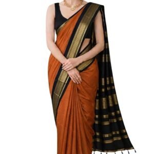 Women's Kanjivaram Soft Gadwal Cotton Silk Checked Saree With Blouse Piece | Linen Silk Saree with Rich Zari Pallu | Attach Un-stitched Blouse