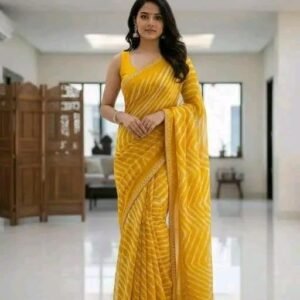 Women’s Soft Georgette Lace Work Saree – Casual Wearmuskan
