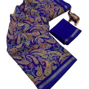 Kalamkari Dola Silk Saree Beautiful Design Zari Weaving Border Designer Pallu Attach Blouse Piece