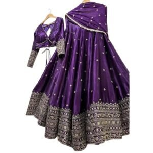 Stylish Chinon Embroidered Work Lehenga Choli semi stiched For Women| Bridal Wear Lehenga Choli