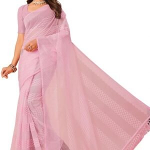 Women Organza Saree with Motif Design with Solid Dupion Silk Blouse Piece Floral Pattern Saree | 5 Meter saree With 0.8 Meter Unstiched Blouse-DK-2759