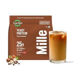 Mille Plant Protein | 25g Protein/Scoop | Coffee Hazelnut | Fermented Yeast Protein Powder | NO BLOAT | NO Added Sugar | Vegan | Has All 9 Essential Amino Acids | No Adulteration | 500g