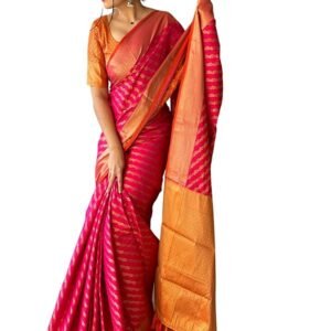 Women's Leriya patola Soft Lichi Silk Banarasi Sarees With Blouse Piece