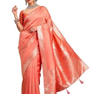 Garden Vareli Women's Silk Blend Woven Design Woven Design Saree with Unstitched Blouse Piece