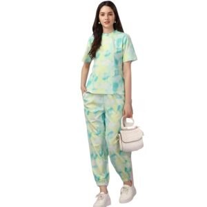 Tie Dye Co Ord Set | Trendy T-Shirt & Jogger Pant Lounge Wear Set for Women & Girls | Soft Stretchable Fabric | Casual Wear, Travel & Home Use