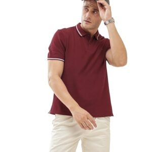TURMS Men's Anti-Stain Casual Solid Polo T-Shirt, Anti-Odor & Water Repellent, Stretchable & Breathable, Cotton Rich Fabric, Collared Neck, Half Sleeve
